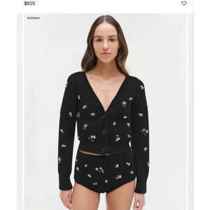 Women's SIMKHAI Black & Crystal Embellished Cardigan Small new with tags